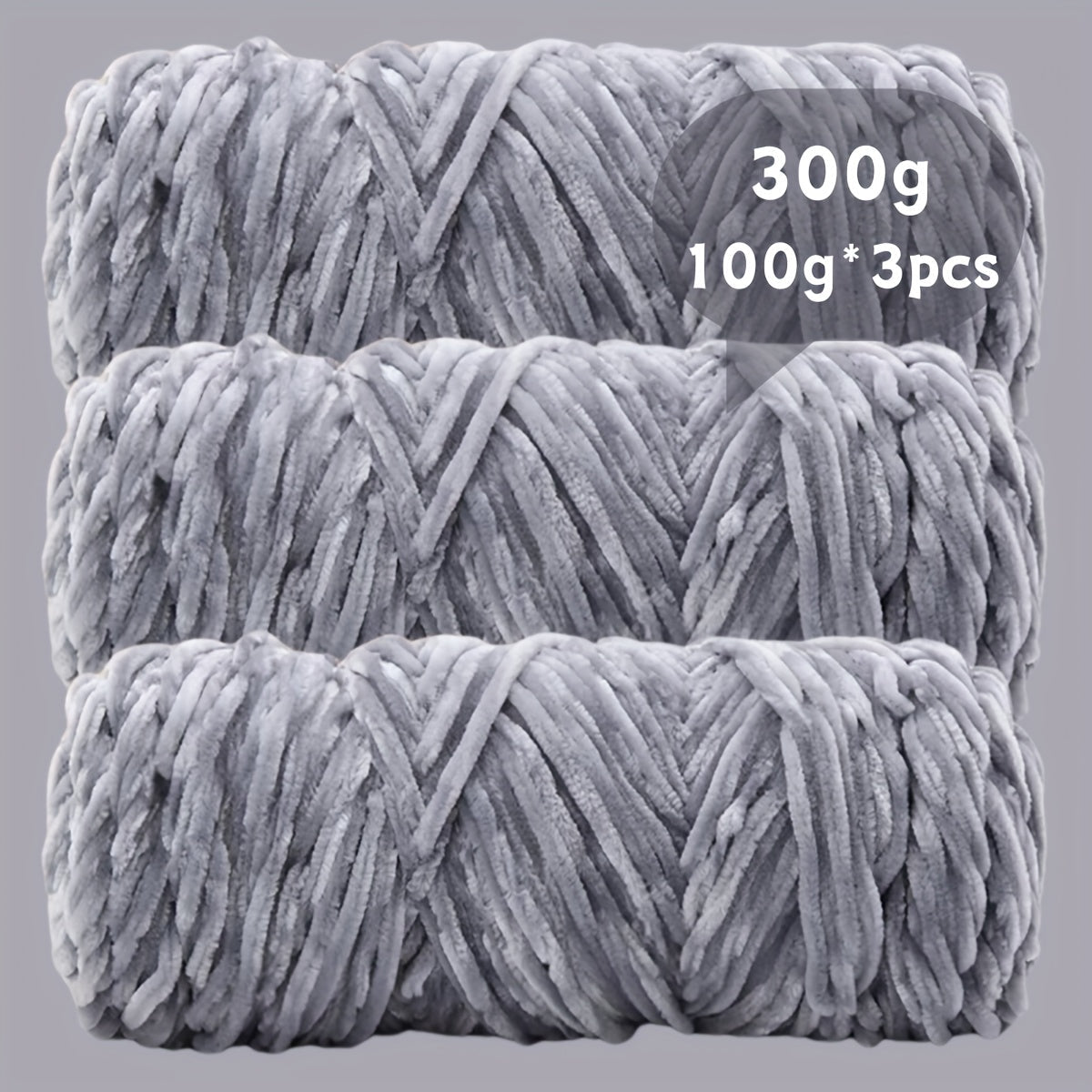Fil chenille velours, lot de 3 pelotes de 300 g (3 x 100 g), laine douce et épaisse pour tricot et crochet, 47 couleurs, idéal pour débutants, artisanat de luxe pour pulls, écharpes, bonnets, poupées, sacs, amigurumi et projets DIY
