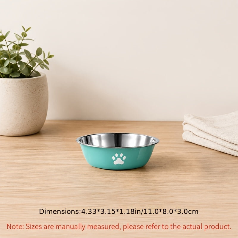 Stainless Steel Pet Bowl with Non-Slip Base β Colorful Printed Food & Water Dish for Cats and Dogs, Durable Easy-Clean Feeding Bowl for Small Medium Large Pets