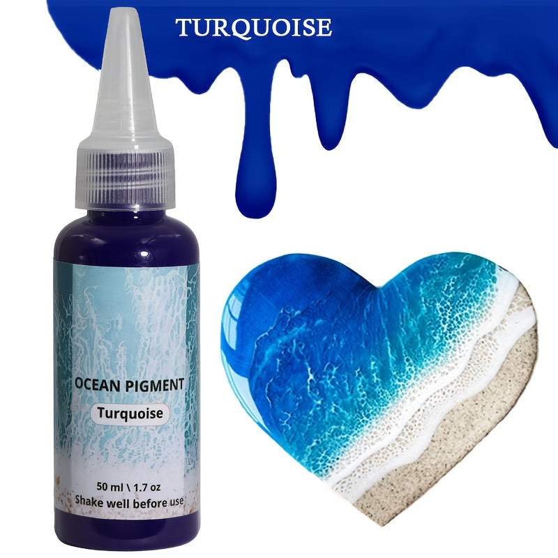 Kit de peinture pour résine effet vague océan, 3 couleurs : blanc, bleu océan et bleu profond, pigment à base d'huile haute concentration, teinture résistante à la décoloration pour créations artistiques en résine époxy, 50 ml chacune