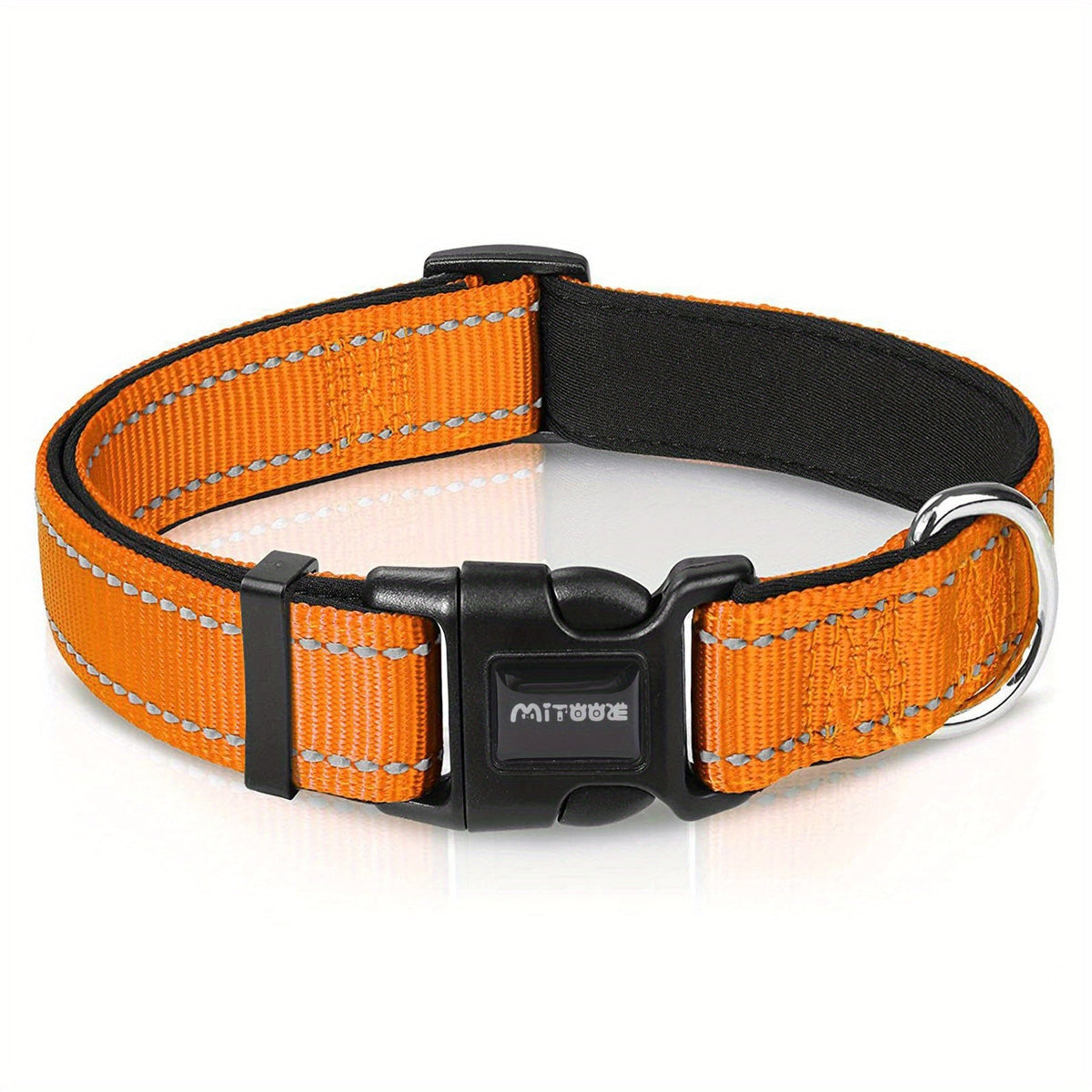 Collier réfléchissant pour chien avec boucle à dégagement rapide – Collier rayé de 2,5 cm, rembourré en néoprène doux et respirant pour petits, moyens et grands chiens, polyester durable, tailles XS à XL, 8 couleurs vives