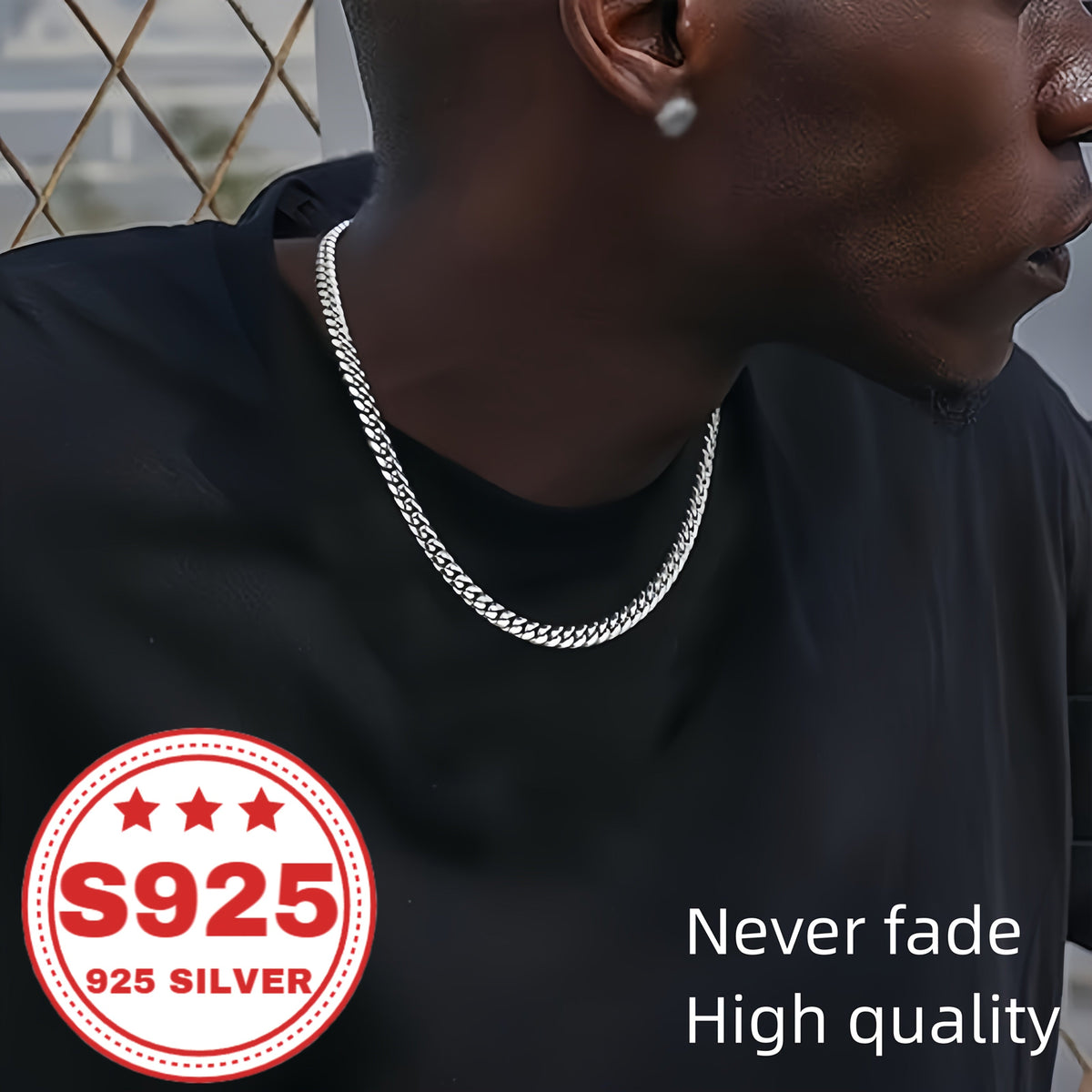 Collier chaîne gourmette cubaine en argent sterling 925 pour hommes et femmes - Chaîne Miami cubaine classique de 9 mm, bijoux hip-hop unisexes en argent et or, 18-24 pouces, cadeau tendance au quotidien