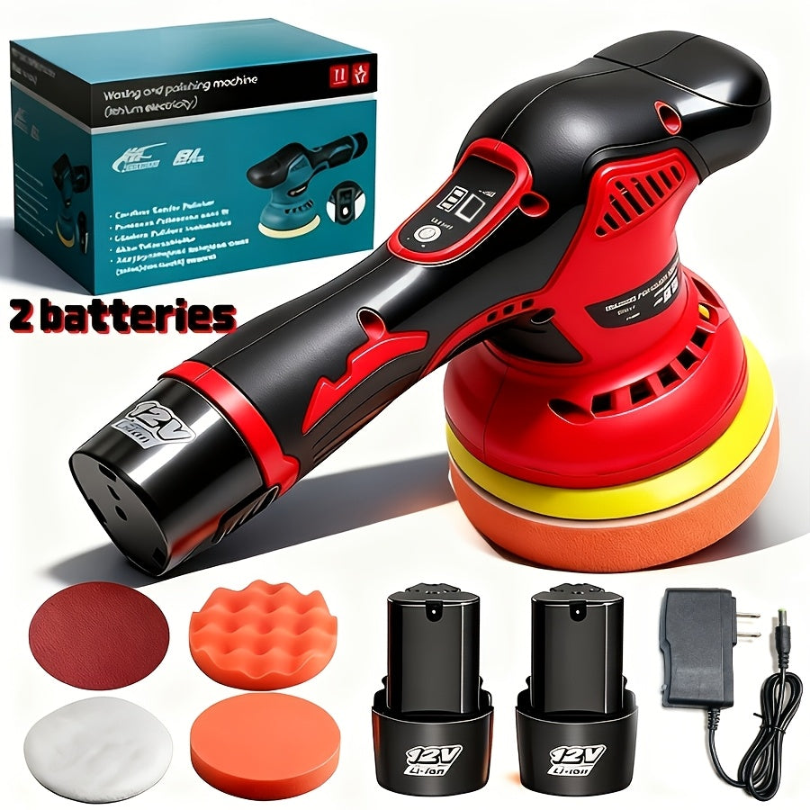 Polisseuse de voiture sans fil 8 vitesses 5000 tr/min plateau 5 pouces – Kit de polissage double alimentation batterie et secteur pour élimination des rayures, esthétique automobile et correction de peinture – Variantes rouge, jaune et machine à polir