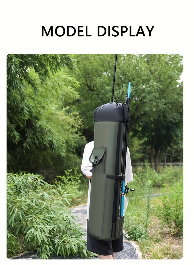 Sac de pêche grande capacité, pliable et durable, étui de transport multifonction pour cannes à pêche avec deux plombs, pouvant contenir plusieurs cannes, organisateur de matériel pour pêche en eau douce et en mer
