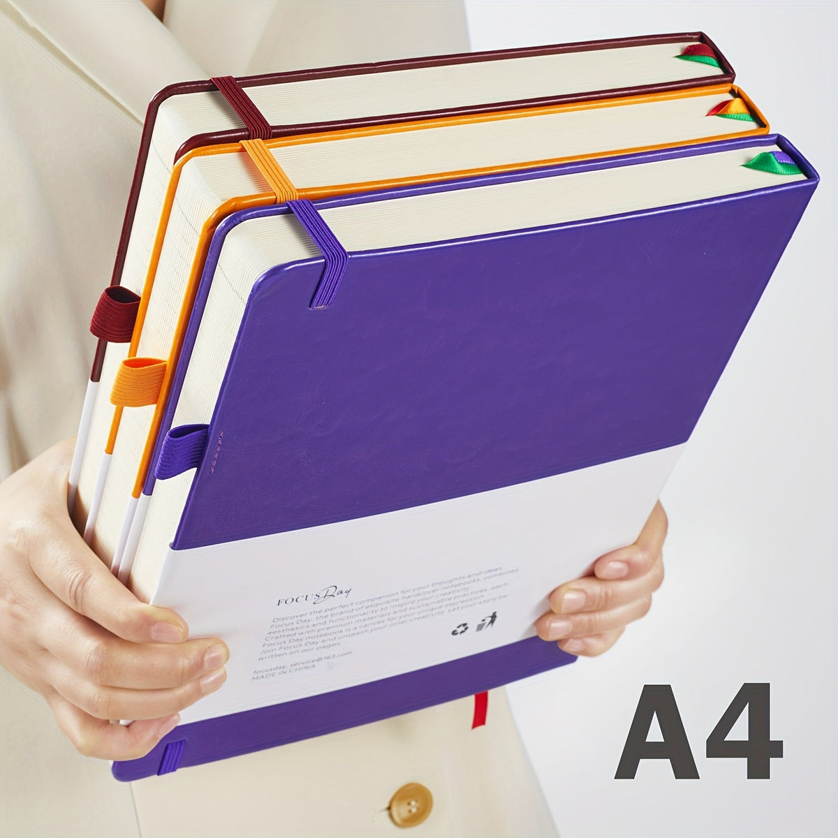 Carnet à couverture rigide A4 320 pages – Grand journal en cuir ligné pour femmes et hommes, papier épais 100 g/m², carnet ligné 21,6 x 28 cm pour le travail, l'école, les études, l'écriture et les affaires, 6 couleurs