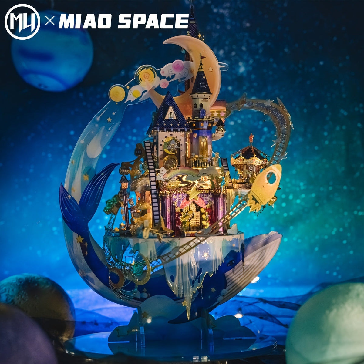 Kit de modèle de parc d'attractions étoilé en métal 3D - Casse-tête éducatif pour adultes, décoration de bureau artisanale, cadeau d'anniversaire ou de Noël unique pour femmes, petite amie, adolescent - Star Playground