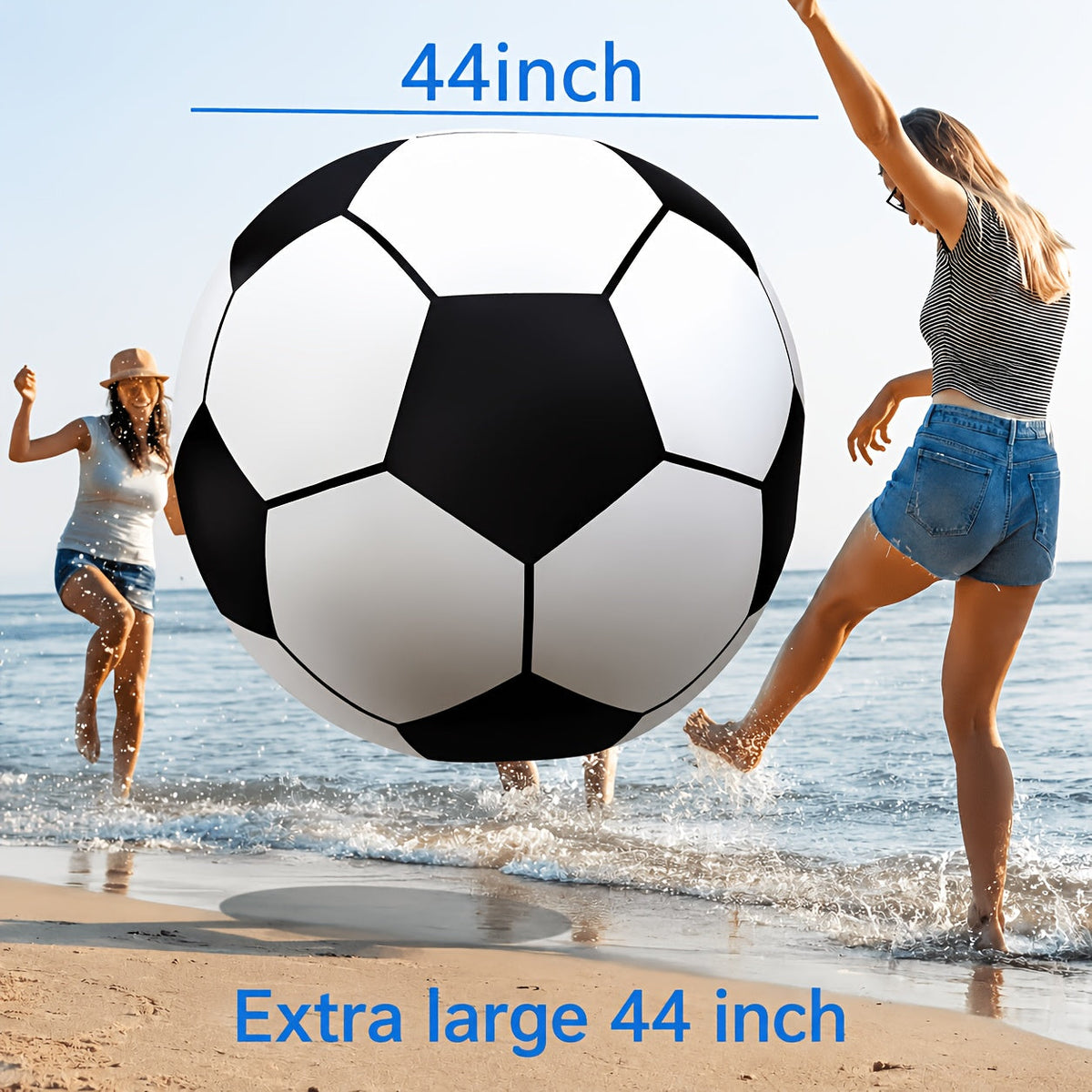 Ballon de football gonflable géant de 102 cm - Jouet d'extérieur extra large pour fêtes à la piscine, jeux de jardin, plage et aire de jeux, ballon de décoration de fête réutilisable pour enfants et adultes
