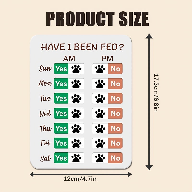 Panneau de rappel pour le nourrissage des animaux avec curseur – Tableau de suivi quotidien matin et soir pour chiens et chats, fixation adhésive pour mur et réfrigérateur, calendrier de nourrissage mignon pour foyers multi-animaux