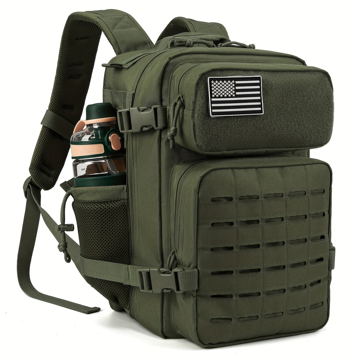 Sac à dos tactique MOLLE 25L pour ordinateur portable pour hommes et femmes – Sac militaire d'urgence, sac de randonnée avec double porte-gobelets, 9 couleurs, sac pour le bureau et les voyages en plein air