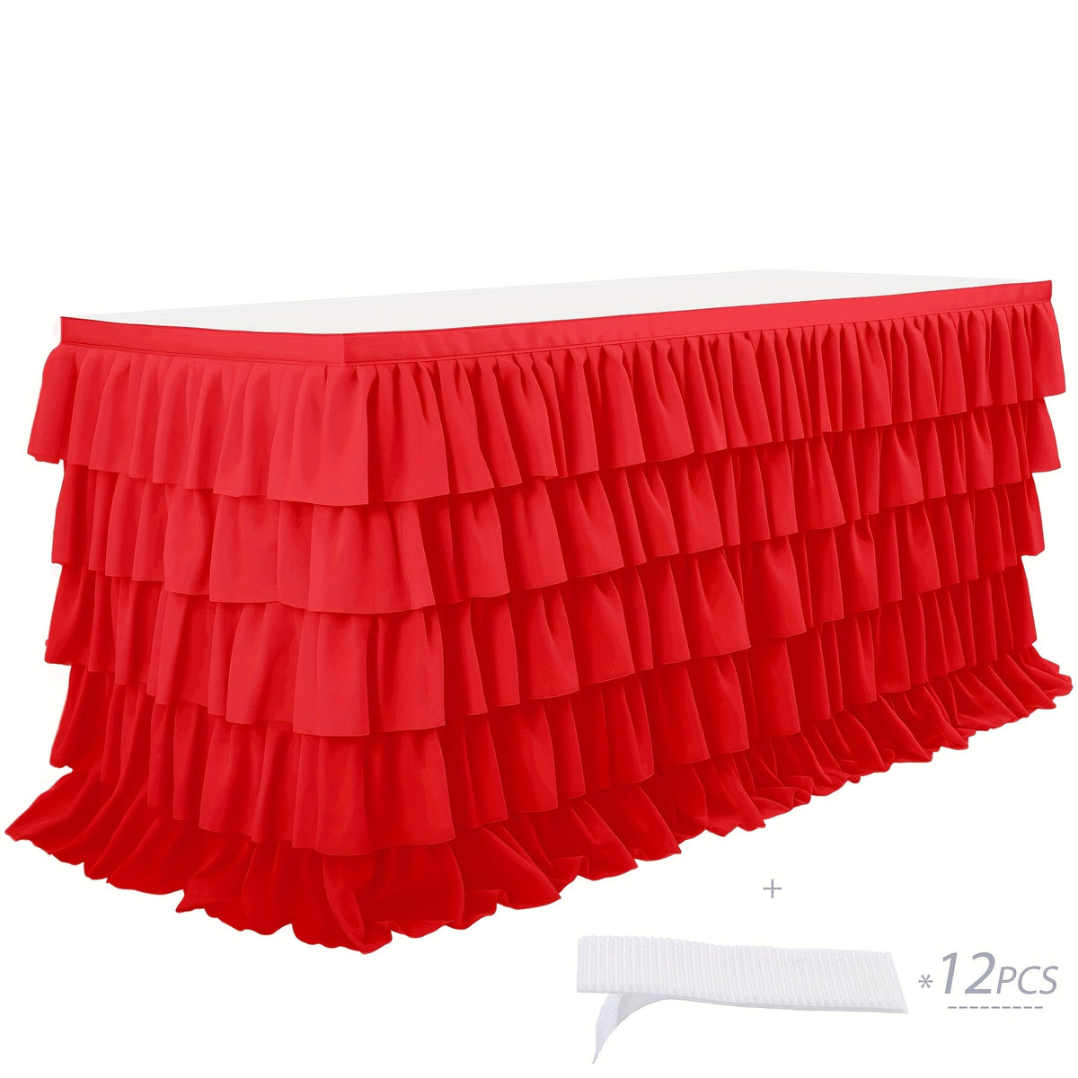 6ft Tulle Tutu Table Skirt β Chiffon Ruffle Table Skirting for Birthday Party, Wedding, Bridal Shower, Girls Party & Holiday Decor β Easy Hook & Loop Install, 12 Colors (72"L x 30"H)