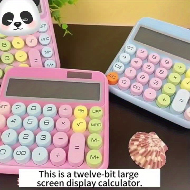 Calculatrice de bureau solaire 12 chiffres – Grand écran, grosses touches, haute précision, sans pile, calculatrice portable pour le bureau, l'école et la maison