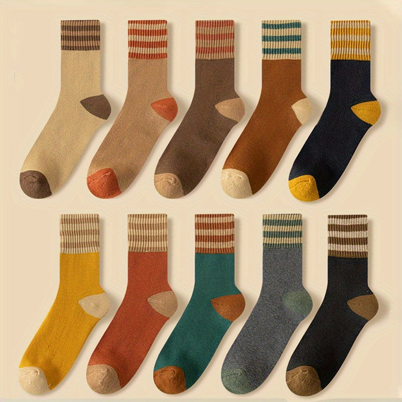 20 paires de chaussettes d'hiver mi-mollet, épaisses, en peluche, chaudes, rayées, bouclées pour femmes et hommes, chaussettes de sol confortables à gousset élastique pour le ski, le snowboard, le temps froid et les sports de plein air