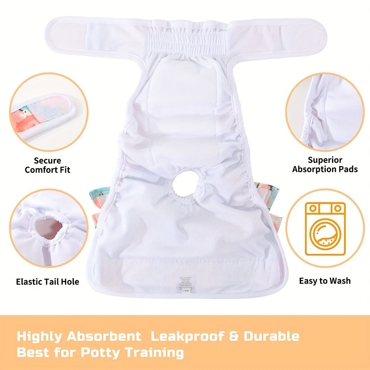 Washable Female Dog Diapers 3 Pack Reusable Highly Absorbent β Dog Period Panties for Female Dogs in Heat Incontinence & Puppy Training XS to L