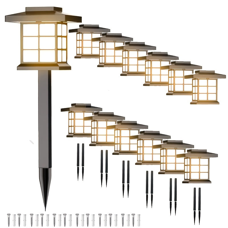 Lot de 6/12/24 lampes solaires d'extérieur pour jardin, étanches IP44 | Éclairage paysager LED blanc chaud/multicolore pour allée, cour, terrasse et décoration de fête – Marche/arrêt automatique
