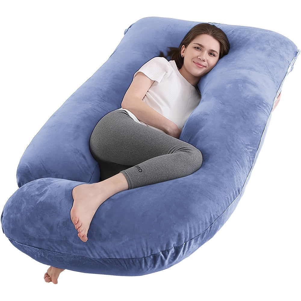 Oreiller de maternité en forme de J, coussin de grossesse corps entier avec taie d'oreiller – soutien du dos, des jambes et du ventre pour un sommeil réparateur, tailles 41" et 60", coloris et tissus variés, idéal comme cadeau de naissance
