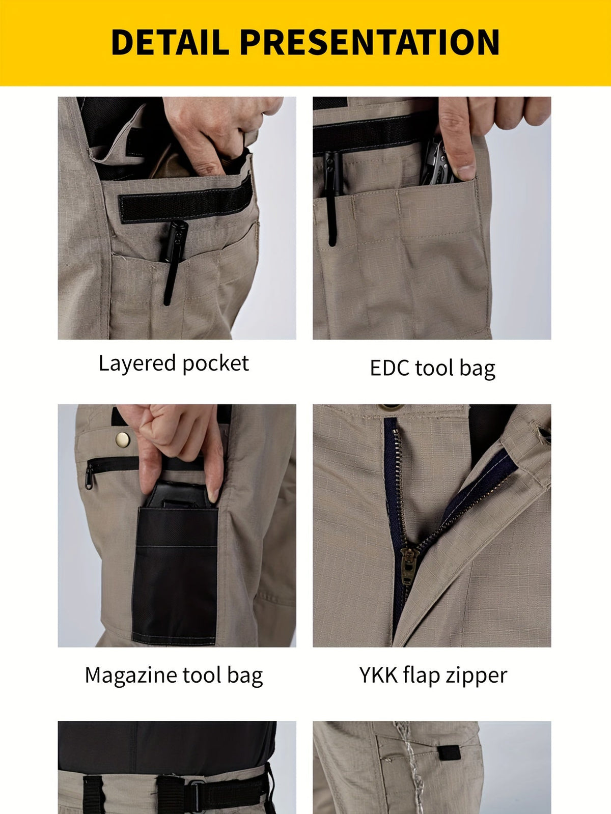 Pantalon cargo tactique pour homme, séchage rapide, léger, multi-poches, pour randonnée, plein air, travail, S-XXXL, noir, gris, vert, marron, coupe droite, pantalon utilitaire
