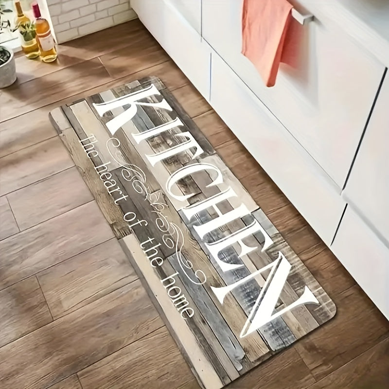 Tapis de cuisine absorbant antidérapant | Tapis de sol anti-fatigue à imprimé premium | Tapis de porte lavable pour cuisine, salle de bain, buanderie, chambre et couloir | Aspect bois et uni | Tailles multiples de 50x80 cm à 60x180 cm