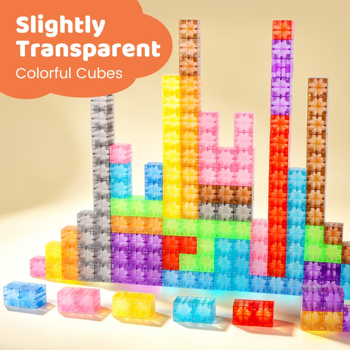 Blocs de construction magnétiques 100 pièces - Cubes magnétiques colorés et transparents, jouet de construction STIM, tuiles empilables créatives pour enfants, cadeau éducatif pour filles et garçons, anniversaire, Noël, Halloween