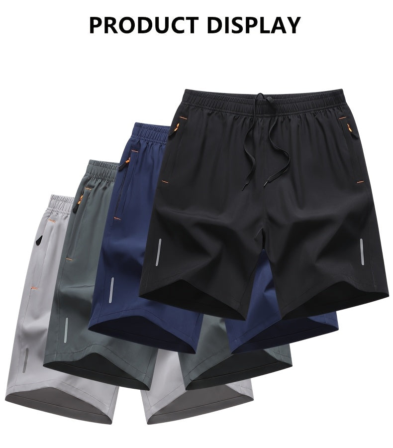 Lot de 4 shorts de sport pour homme, séchage rapide, légers et respirants, poches zippées, taille à cordon, coupe ample pour la course, la salle de sport, le vélo, le basket-ball, le tennis, les sports de plein air et la plage - Couleurs variées S-XXXL