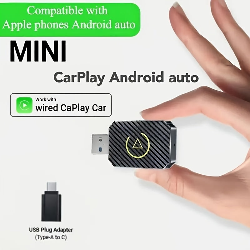 Mini adaptateur CarPlay sans fil, version améliorée 2025 – Dongle Plug & Play pour convertir le CarPlay filaire en sans fil pour Apple iPhone et Android, faible latence, connexion rapide et stable, aucune batterie requise, jeu de ports USB inclus