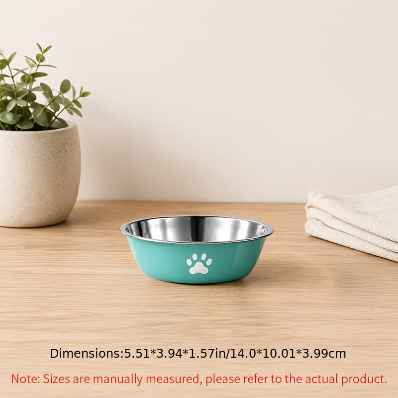 Stainless Steel Pet Bowl with Non-Slip Base β Colorful Printed Food & Water Dish for Cats and Dogs, Durable Easy-Clean Feeding Bowl for Small Medium Large Pets