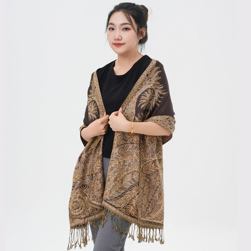 Écharpe pashmina à motif cachemire « queue de phénix » – Châle enveloppant épais et chaud pour femme, tissu doux et luxueux disponible en 17 couleurs éclatantes, polyvalent pour les événements formels, le quotidien et les cadeaux