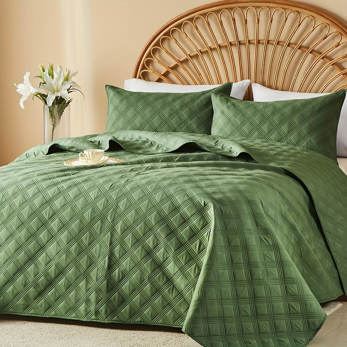 Ensemble de courtepointe d'été rafraîchissante 2-3 pièces, couvre-lit en microfibre légère et respirante – Couvre-lit au motif de pièces moderne, format simple, grand ou très grand, toutes saisons, choix de couleurs, cadeau de vacances pour la famille