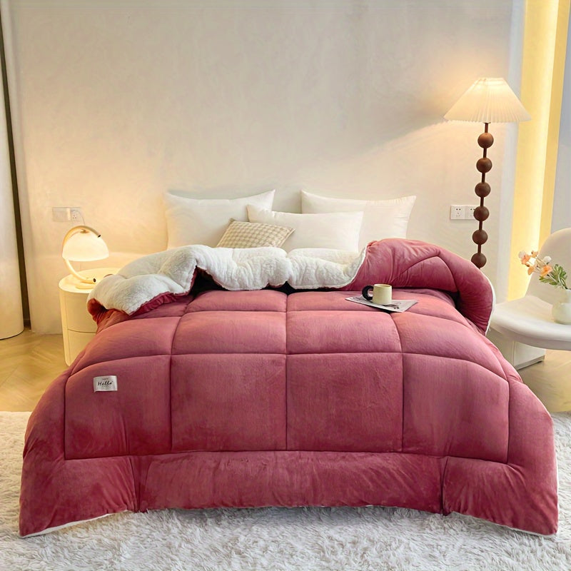 Couette toutes saisons – Douce et épaisse, piquage en damier, couleur unie, ultra-respirante, lavable en machine, pour l'automne, l'hiver et le printemps, tailles simple, double, grand lit et très grand lit