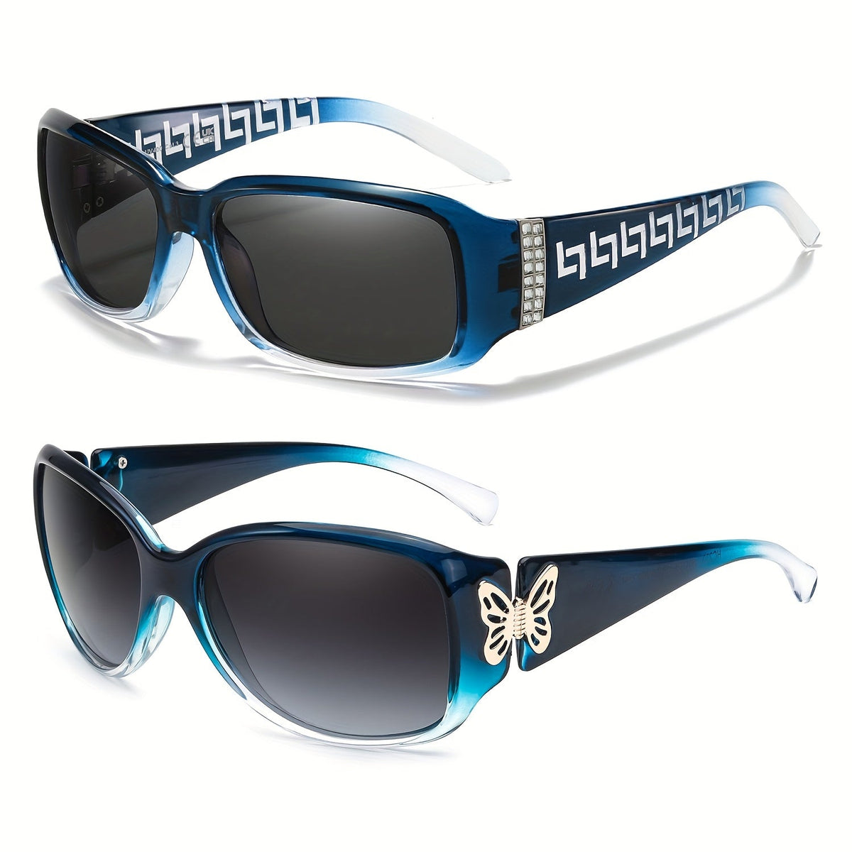 Lot de 2 lunettes de soleil polarisées pour femmes UV400 – Style papillon et cœur enveloppant Jackie-O, lunettes de mode tendance pour la conduite, la plage et l'extérieur, plusieurs couleurs disponibles