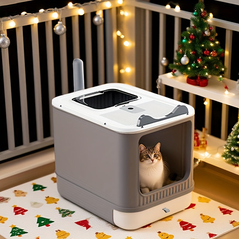 Grande litière fermée pour chat avec couvercle - Conception couverte pour le contrôle des odeurs et une grande intimité, toilette pour chat moderne et facile à nettoyer pour plusieurs chats, inclut des sacs poubelle, meuble litière pour chat extra large