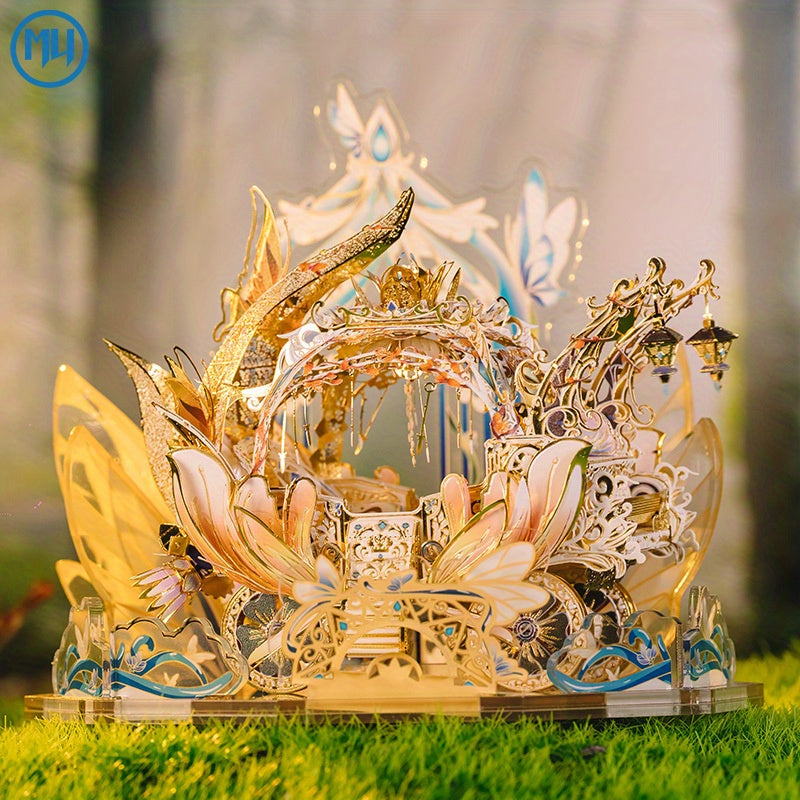 Kit de puzzle en métal 3D - Série Princesse et Elfe « Angel Story » avec présentoir - Modèle réduit à assembler pour adultes - Trône, château ou carrosse elfique - Cadeau unique pour un anniversaire, Noël ou le Nouvel An