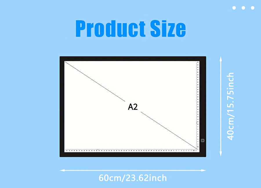 Tablette lumineuse LED pour dessin A2 A3 A4, table à copier ultra-fine à double barre lumineuse avec variateur 3 niveaux et surface sans grille protectrice des yeux pour diamond painting, croquis et dessin