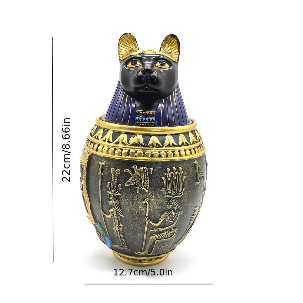 Urne funéraire pour animaux, figurine du dieu égyptien Anubis - Urne commémorative décorative en résine pour cendres de chat et de chien, pot souvenir unique pour la maison, cadeau de sympathie significatif pour la perte d'un animal