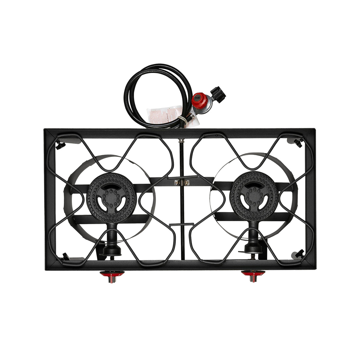 Réchaud de camping portable au propane DR.CAMP – Brûleur en fonte ultra-résistant avec pieds amovibles, options à un ou deux brûleurs, réchaud à gaz haute pression pour le camping, le barbecue, la survie et la cuisine en extérieur