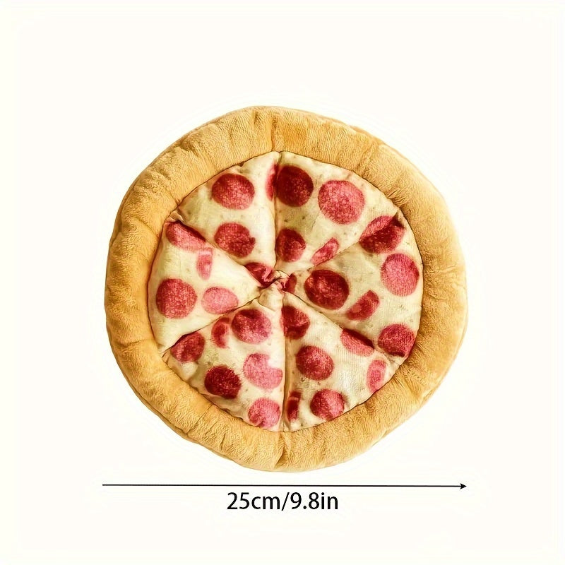 Jouet pour chien en peluche Pizza au pepperoni qui fait du bruit – Jouet à mâcher interactif et doux en polyester avec sifflet pour toutes les races, jouet amusant pour chien sur le thème de la nourriture pour chiots et chiens adultes