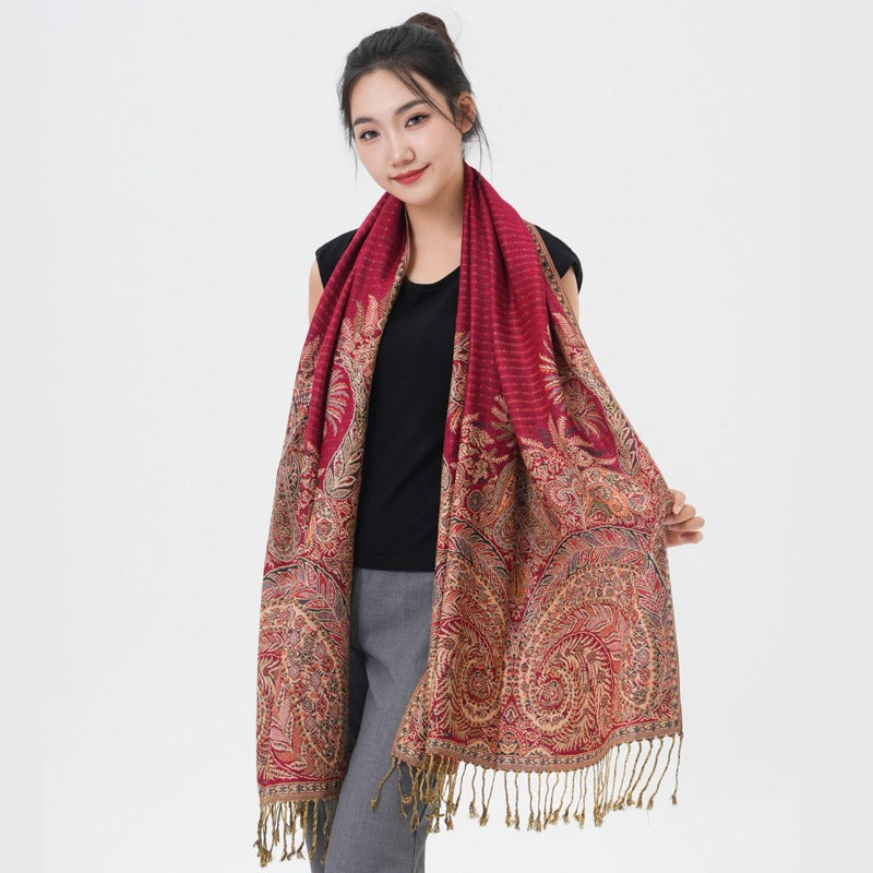 Écharpe pashmina à motif cachemire « queue de phénix » – Châle enveloppant épais et chaud pour femme, tissu doux et luxueux disponible en 17 couleurs éclatantes, polyvalent pour les événements formels, le quotidien et les cadeaux
