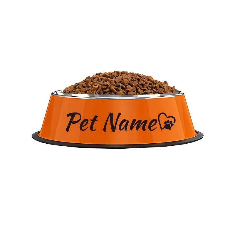 Gamelle personnalisée en acier inoxydable pour chien et chat - Bol gravé au nom de votre animal avec motif patte, cœur et couronne, antidérapante, 200 ml / 400 ml / 1000 ml, écuelle pour nourriture et eau, idée cadeau