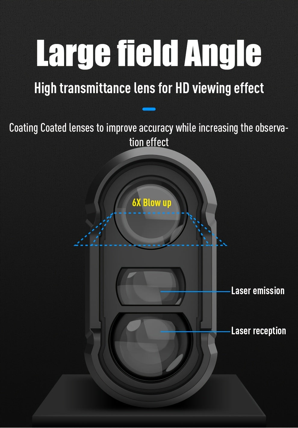 Télémètre laser de golf 1200 yards, grossissement 6x, commutateur de pente, vibration par impulsion, verrouillage de cible, compensation de trajectoire, rechargeable par USB-C pour le golf et la chasse