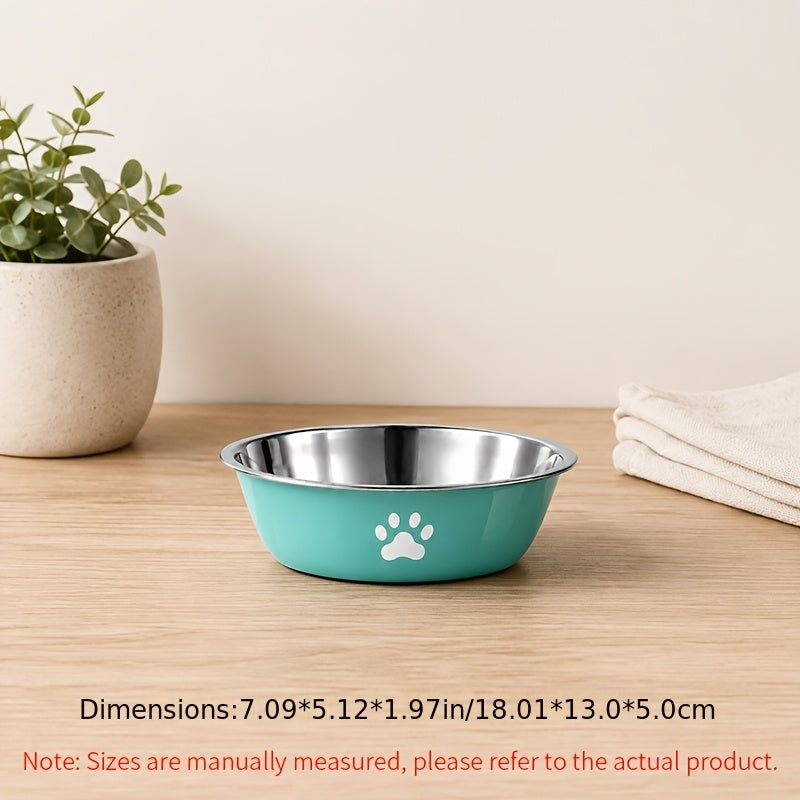 Stainless Steel Pet Bowl with Non-Slip Base β Colorful Printed Food & Water Dish for Cats and Dogs, Durable Easy-Clean Feeding Bowl for Small Medium Large Pets