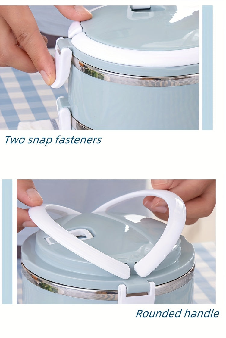 Ensemble de boîtes à lunch isothermes en acier inoxydable, 2/3/4 étages – Bento empilable avec couvercle, récipient alimentaire cylindrique étanche de 1,4 L pour le bureau, l'école, le camping, les pique-niques et l'usage en extérieur