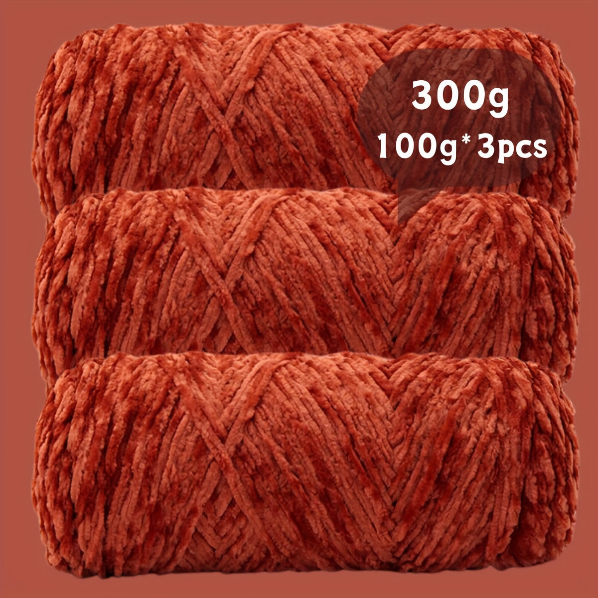 Fil chenille velours, lot de 3 pelotes de 300 g (3 x 100 g), laine douce et épaisse pour tricot et crochet, 47 couleurs, idéal pour débutants, artisanat de luxe pour pulls, écharpes, bonnets, poupées, sacs, amigurumi et projets DIY