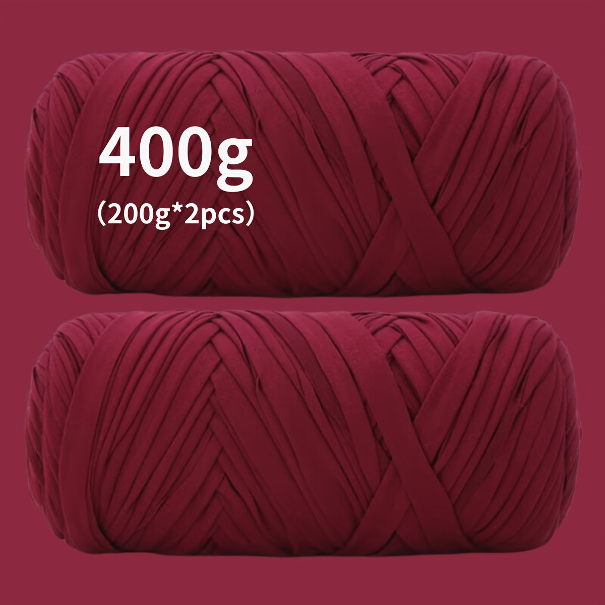 Fil de coton pour t-shirt 400 g (2 x 200 g) mélange de coton épais en 49 couleurs – Fil épais et doux pour paniers au crochet, sacs, tapis, projets de macramé et tricot – Fil de loisirs créatifs idéal pour les débutants