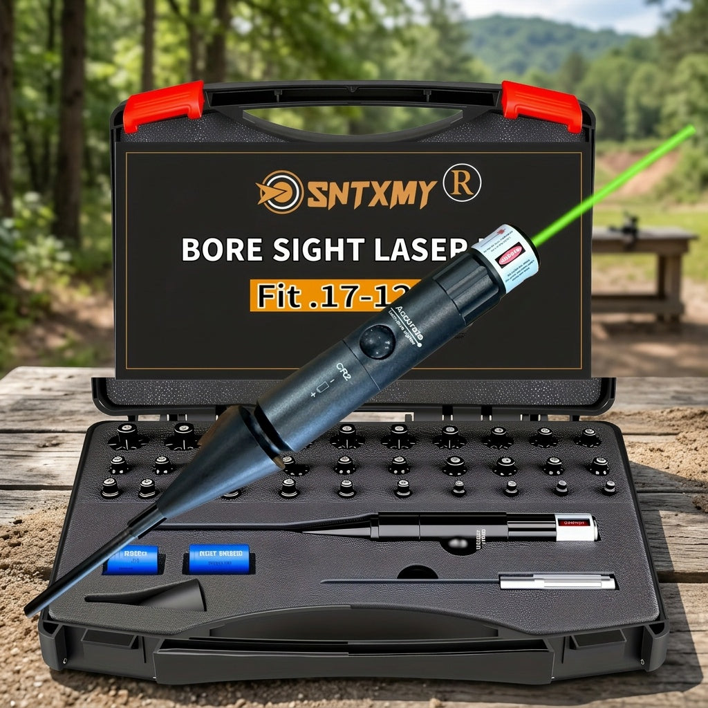 Kit laser de réglage de tir rouge/vert avec 8 ou 32 adaptateurs, universel multi-calibre de 0.17 à 12GA pour fusil, pistolet et fusil de chasse - Outil tactique de mise à zéro d'arme