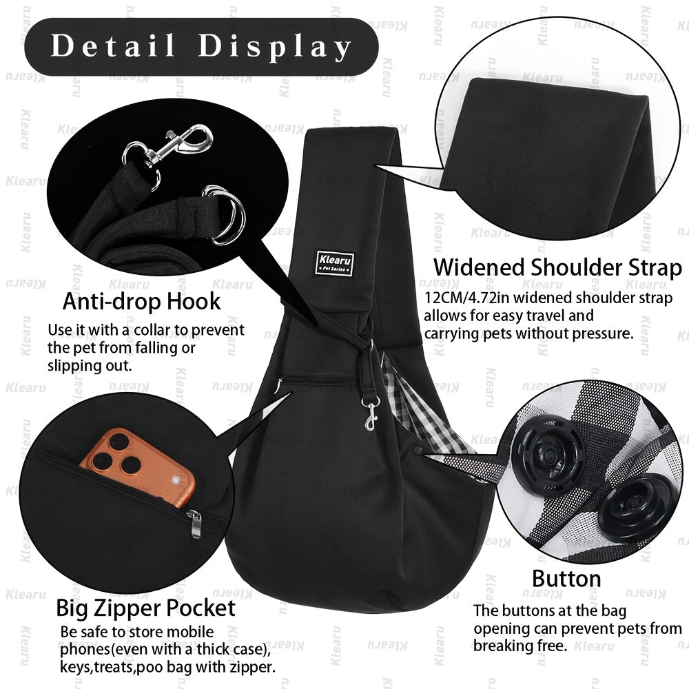 Sac bandoulière de transport pour chats et chiens jusqu'à 6,3 kg - Sac de transport croisé pour petits chiens et chats avec poche zippée - Sac bandoulière mains libres pour voyages en extérieur - Cadeau pour animaux pour Halloween et Noël