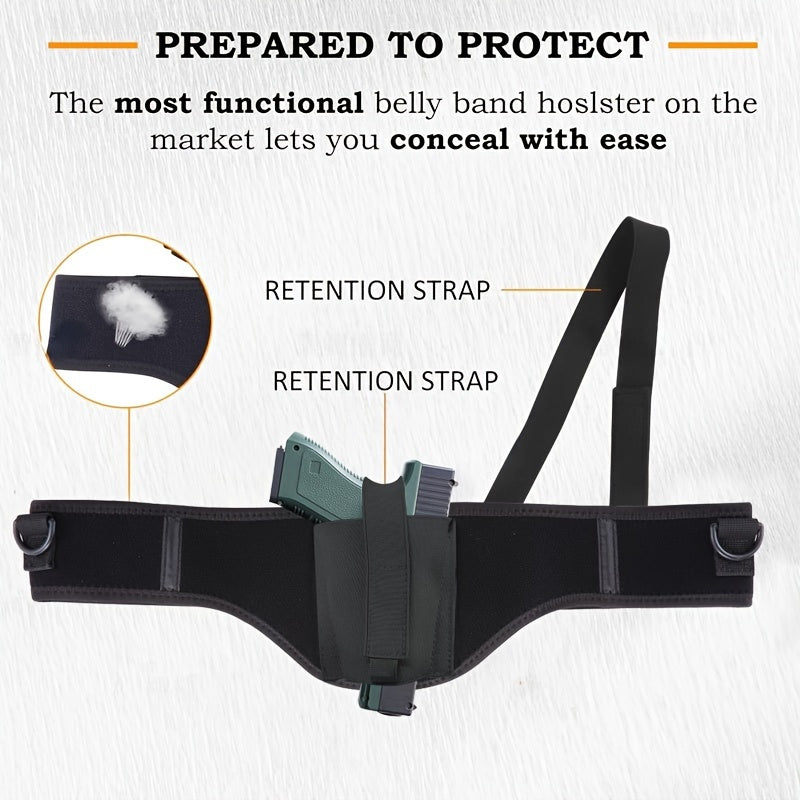 Étui de ceinture ventrale pour port dissimulé universel ambidextre compatible 9mm Glock série G, Sig P365, LCP, LC9 – Étui de pistolet de taille réglable à tir rapide en polyester pour hommes et femmes, tailles S M L