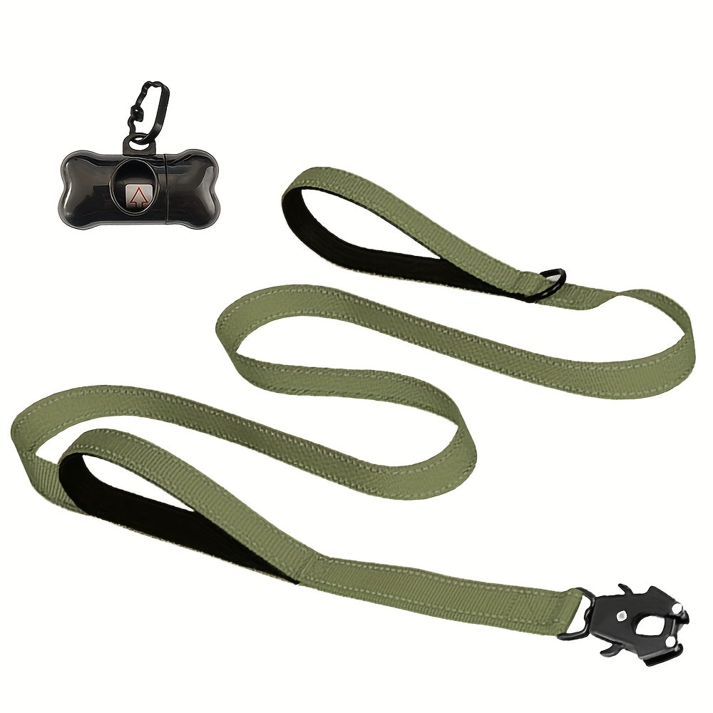 Laisse pour chien robuste de 1,8 m avec double poignée et mousqueton tactique – Laisse de dressage en corde réfléchissante avec attache rapide verrouillable pour chiens moyens et grands, 11 couleurs disponibles