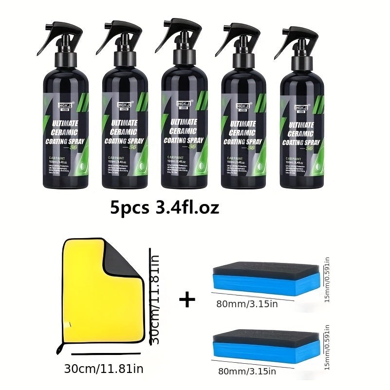 Spray de revêtement céramique pour voiture – Protection de peinture haute brillance et agent de renouvellement de revêtement, spray de protection céramique multifonctionnel à action rapide pour peinture, vitres et garnitures de voitures, camions et SUV