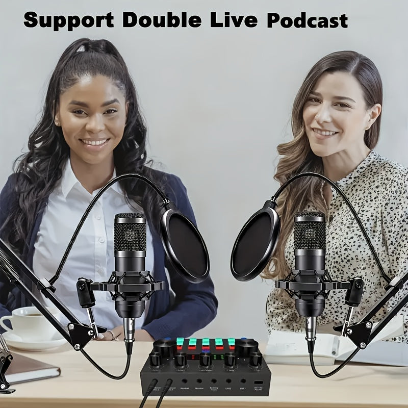 Kit d'enregistrement avec microphone à condensateur et carte son BM800 – Pack studio à domicile pour podcasting, streaming, voix off et musique, compatible avec PC, smartphone et tablette, plusieurs modèles disponibles