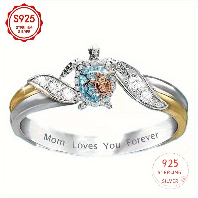 Parure de bijoux tortue pour femme – Collier, boucles d'oreilles et bague en argent S925 doré avec zircone cubique, ensemble bohème élégant de 3 pièces pour le quotidien, cadeau d'anniversaire, Saint-Valentin et cadeau pour femme