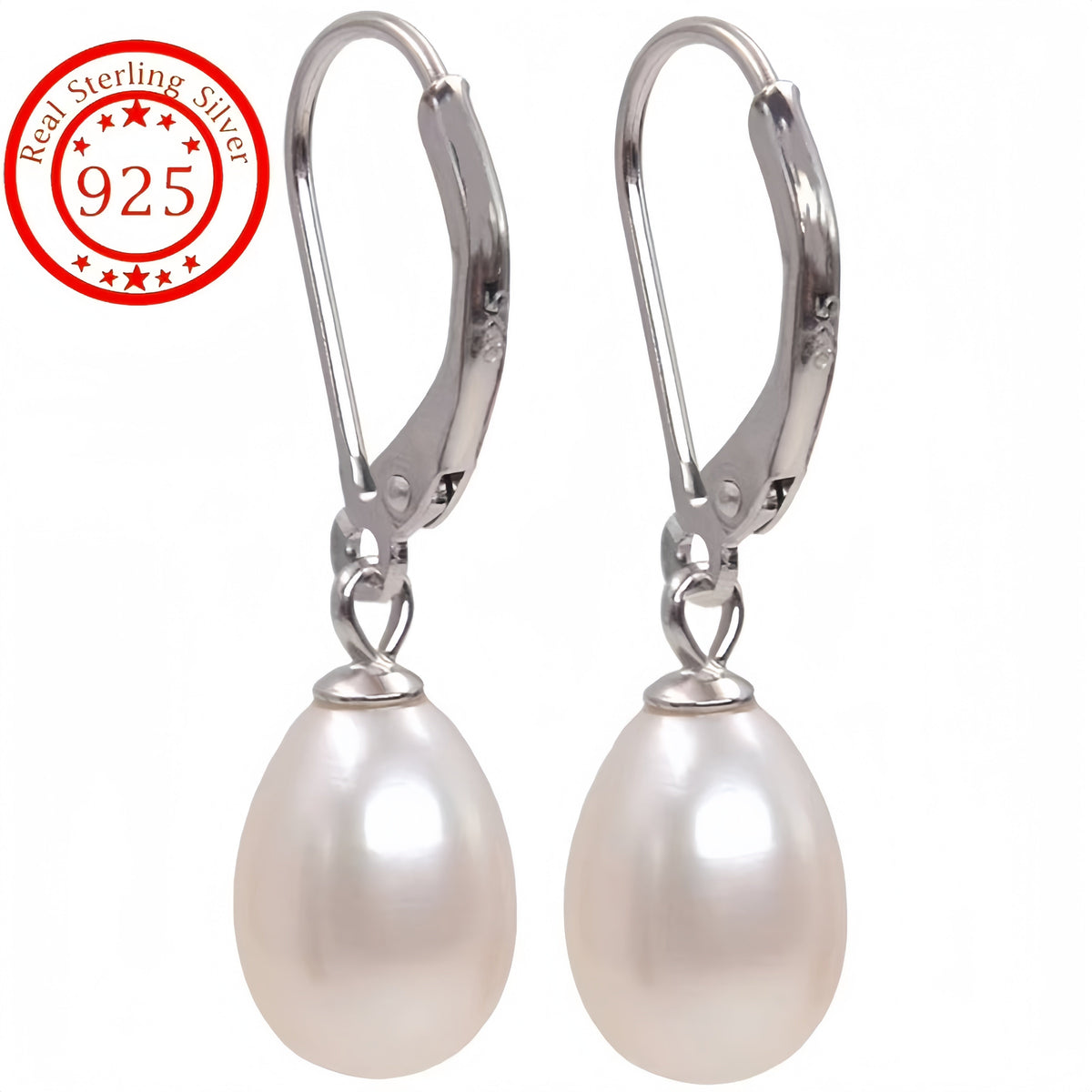 Boucles d'oreilles pendantes en argent sterling 925 avec perles d'eau douce, style français élégant avec fermoir mousqueton pour femmes, cadeau de mariage, de mariée ou de Saint-Valentin