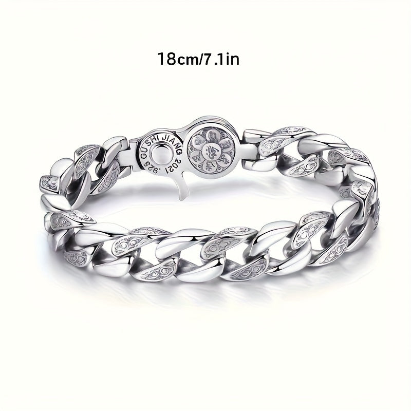 Bracelet homme en argent sterling 925 – Design à maillons classique, disponible en 3 tailles : 18 cm, 20 cm, 22 cm. Bijou à porter au quotidien, idéal comme cadeau pour hommes, famille et amis.